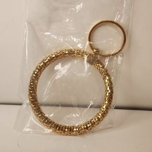 Brand New 3” Gold-tone Metal Mesh/ Snake Skin textured Bangle Key Ring K…